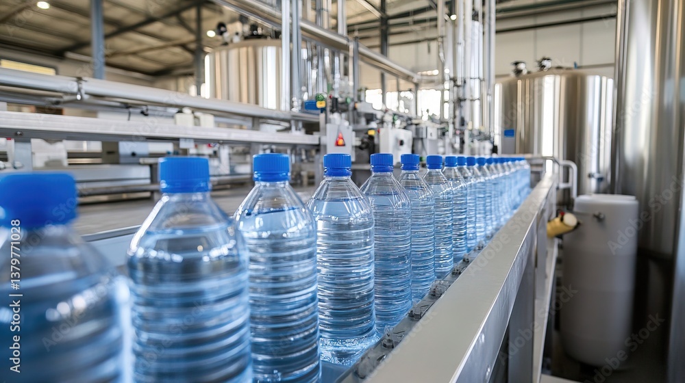 A modern drinking water factory with high-tech filtration systems ensuring premium quality A modern drinking water factory with high-tech filtration systems ensuring premium quality