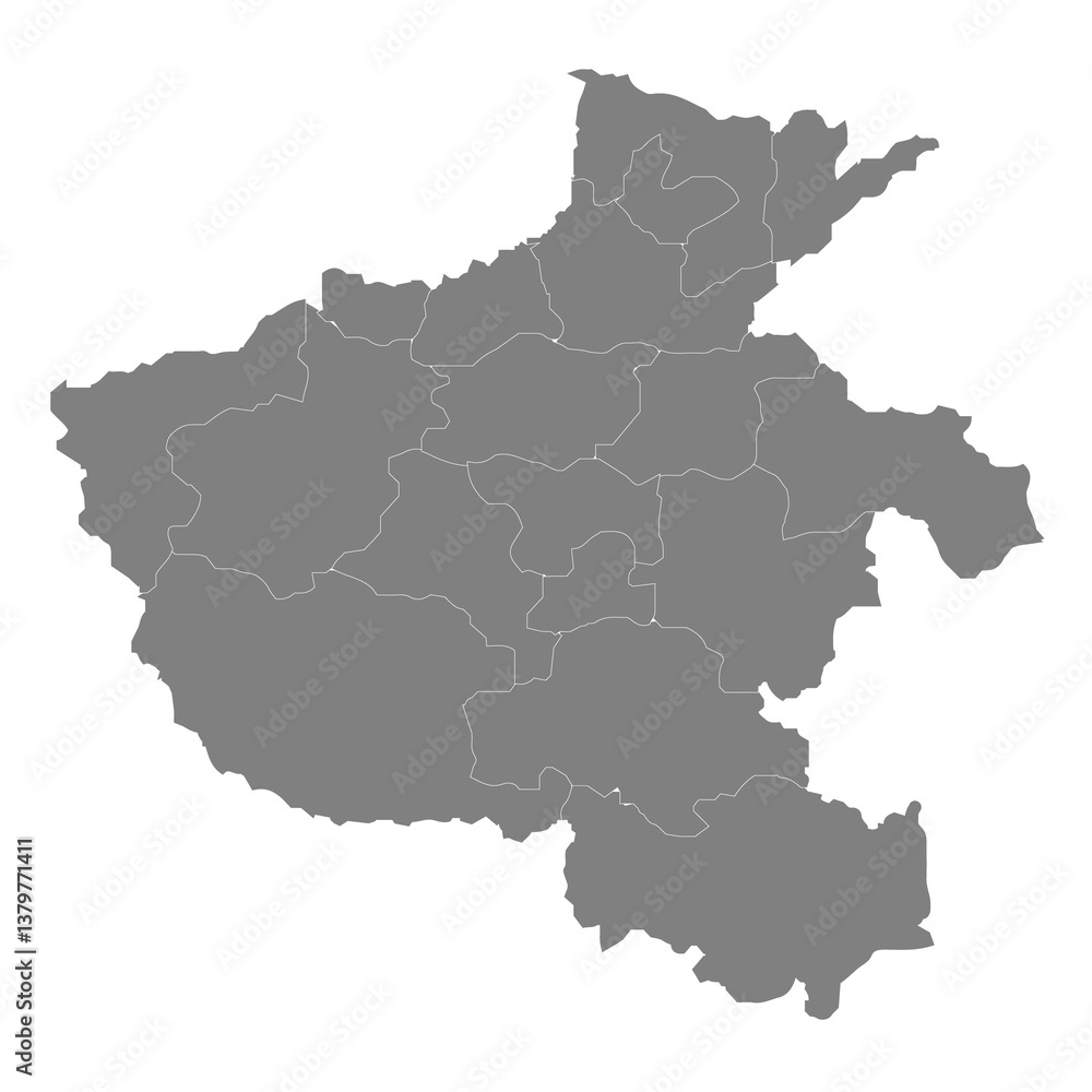 Obraz premium High Quality map of Henan is a province of China, with borders of the divisions