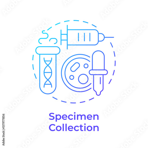Specimen collection blue gradient concept icon. Obtain biological materials from patients. Bio samples lifestyle. Round shape line illustration. Abstract idea. Graphic design. Easy to use in article