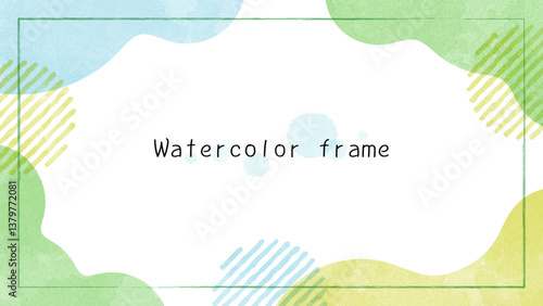 frame-4　ゆるやかなウォーターカラーのフレーム。水彩の背景。お洒落なウォーターカラーの壁紙。
