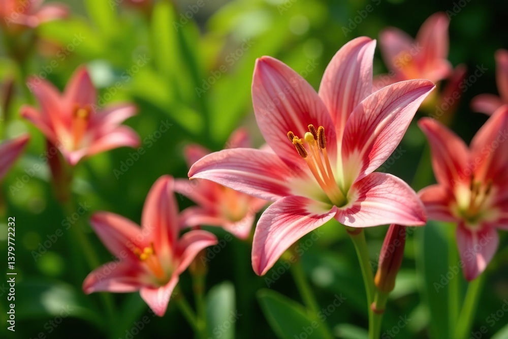 Alstroemeria Peruvian lily flowers blooming in a vibrant garden setting, flowers, petals Alstroemeria Peruvian lily flowers blooming in a vibrant garden setting, flowers, petals