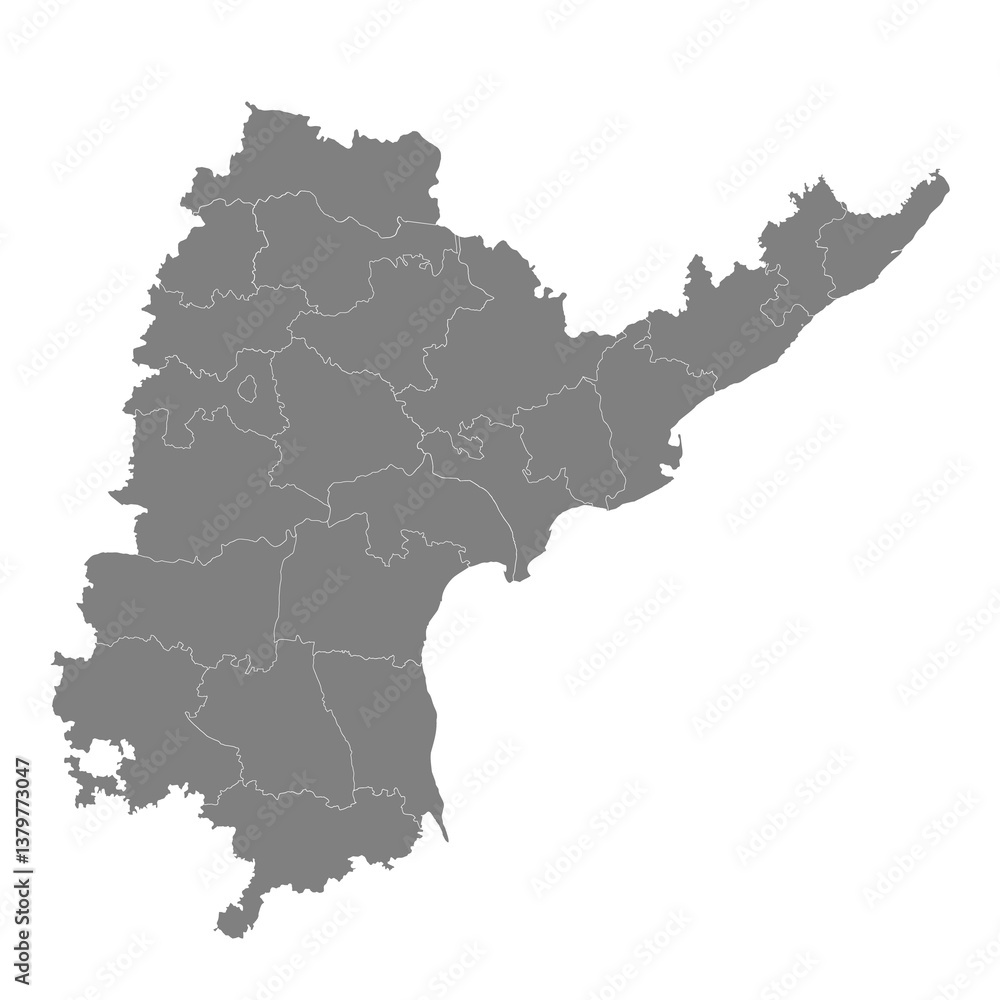 High Quality map of Andhra Pradesh is a state of India (before 2014), with borders of the districts