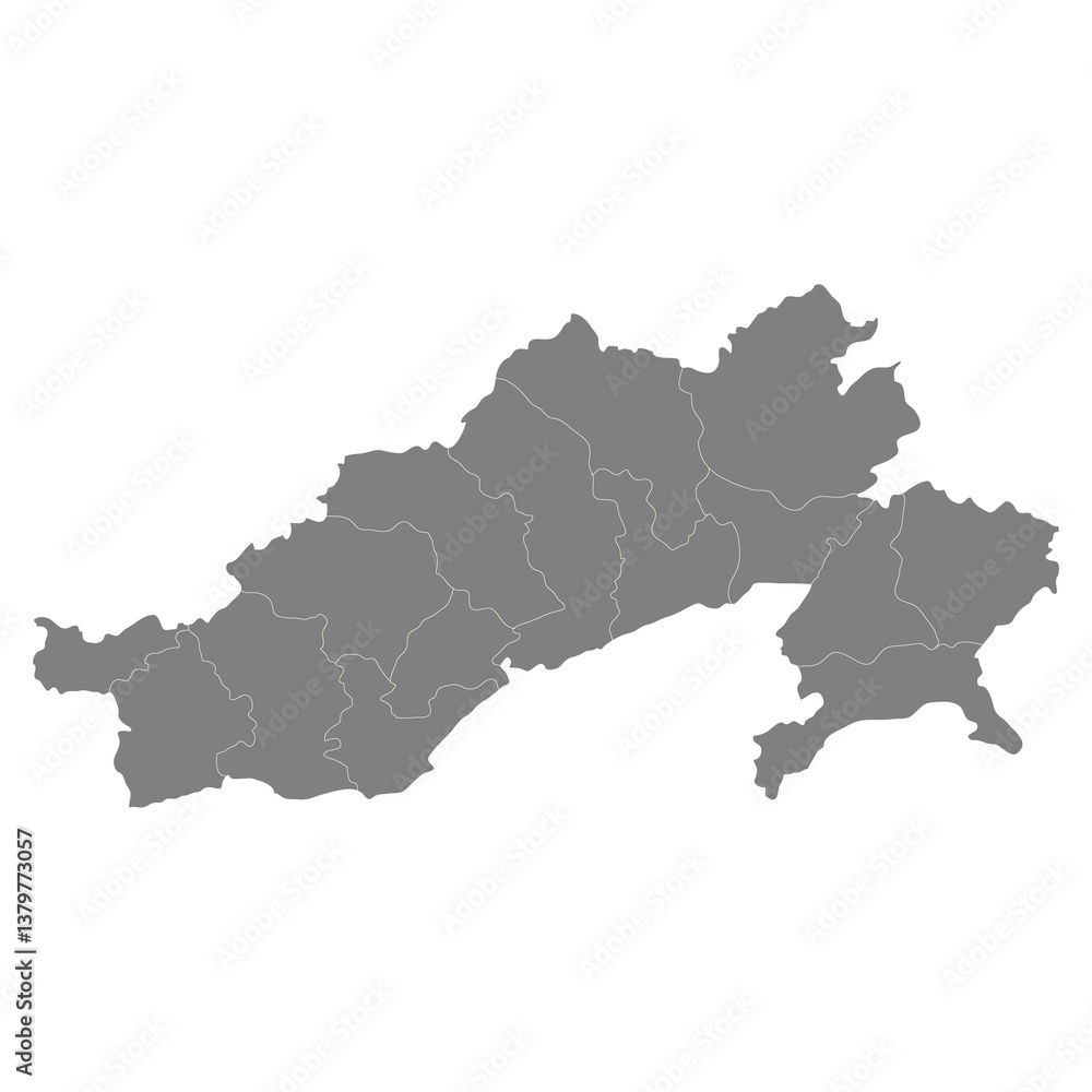 High Quality map of Arunachal Pradesh is a state of India, with borders of the districts