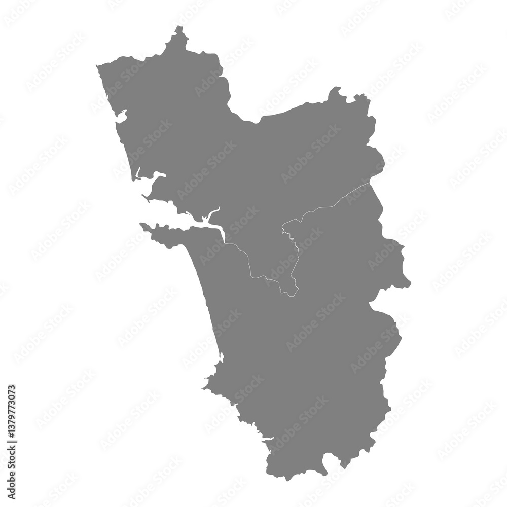 High Quality map of Goa is a state of India, with borders of the districts
