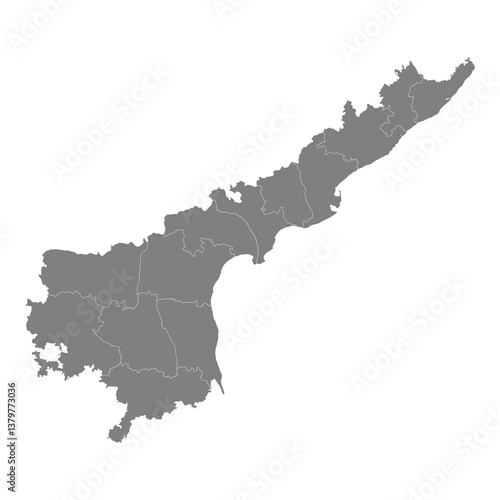 Obraz na płótnie High Quality map of Andhra Pradesh is a state of India, with borders of the districts w salonie