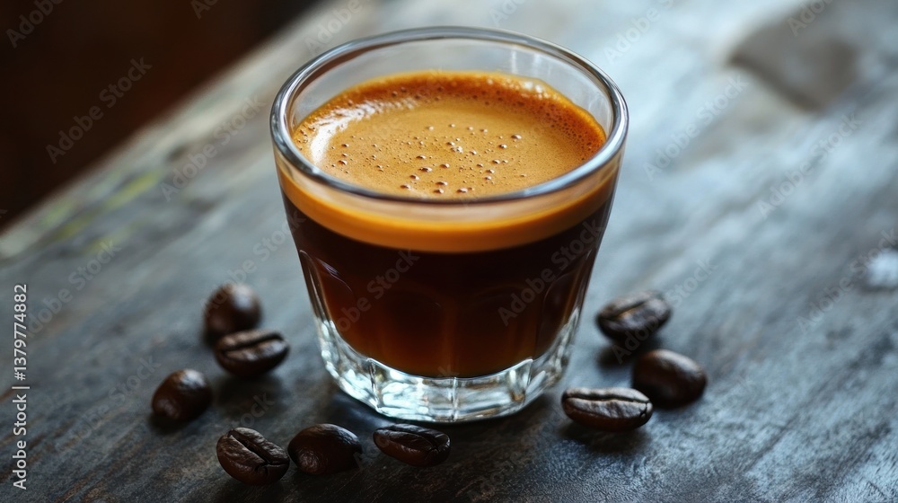 Espresso shot in a glass cup Espresso shot in a glass cup