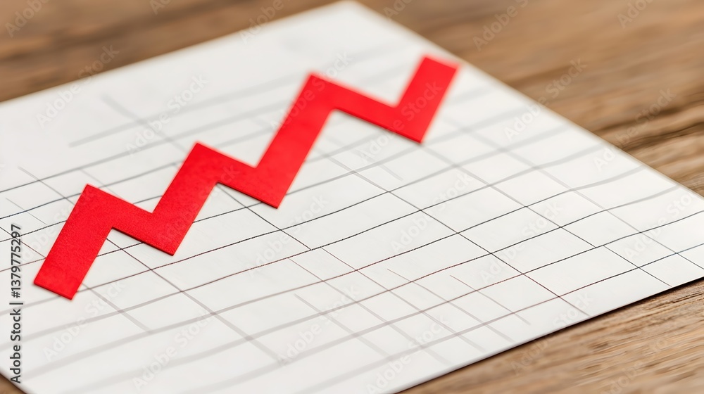 Red Arrow on Paper Chart Indicating Growth and Positive Trends Red Arrow on Paper Chart Indicating Growth and Positive Trends