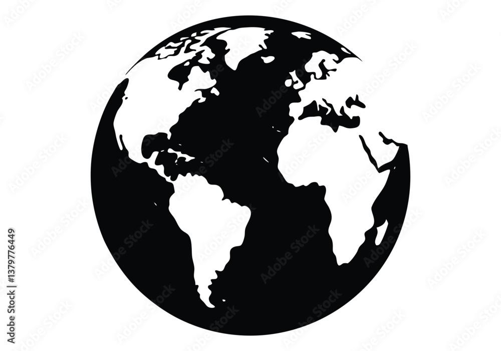 Obraz premium global map silhouette isolated on white background