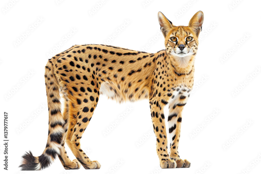 Wild Serval Cat Isolated On Transparent Background Wild Serval Cat Isolated On Transparent Background