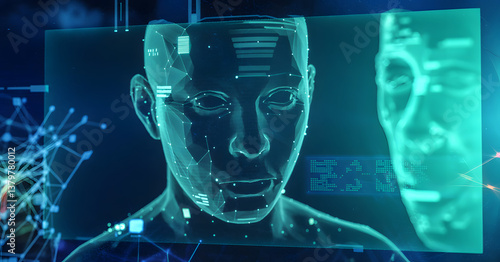 Wallpaper Mural Abstract blue digital x-ray scan of human head anatomy Torontodigital.ca