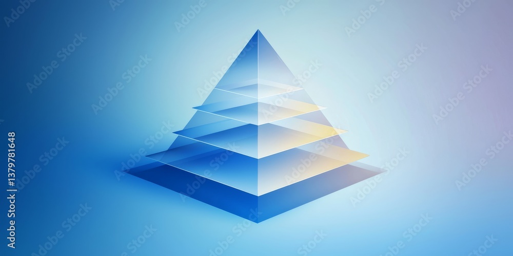 Layered Pyramid on Blue Background Abstract Geometric Structure Illustration Layered Pyramid on Blue Background Abstract Geometric Structure Illustration