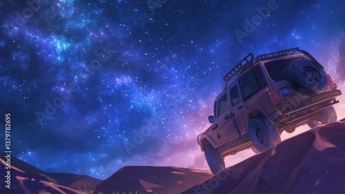 Wallpaper Mural Off-Road Vehicle Under Starry Night Sky Torontodigital.ca