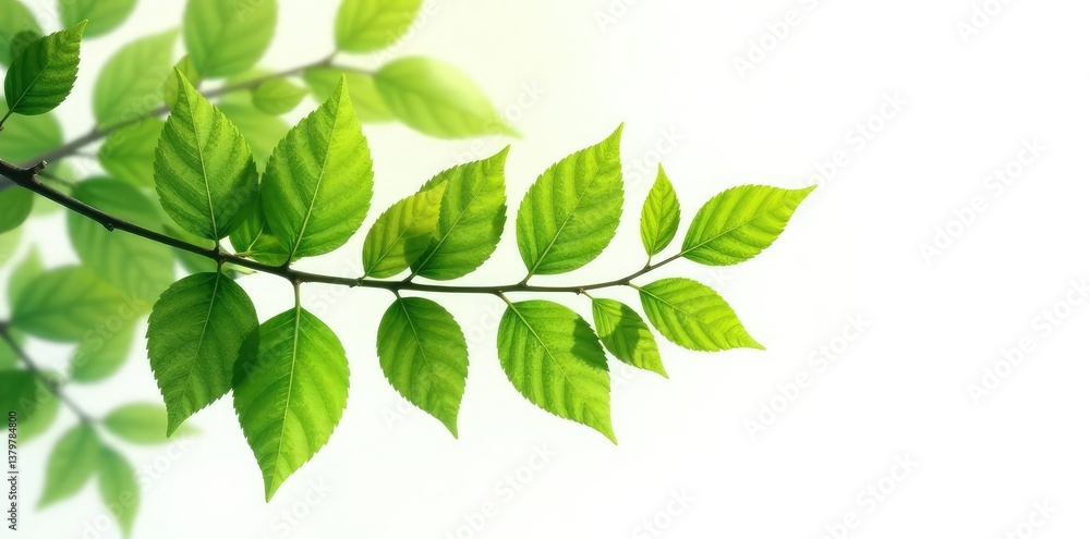Branch with leaves isolated on white background, foliage, trees Branch with leaves isolated on white background, foliage, trees