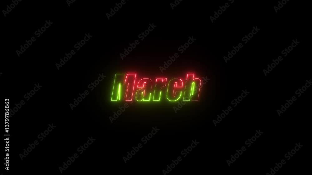 March text animation on the black background. Match text icon animation with neon glowing 4k video. March text animation on the black background. Match text icon animation with neon glowing 4k video.