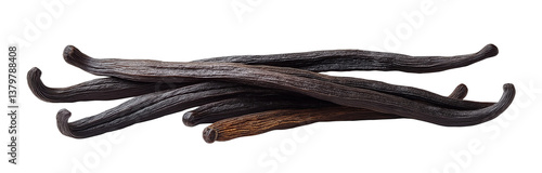 Vanilla beans isolated on transparent background