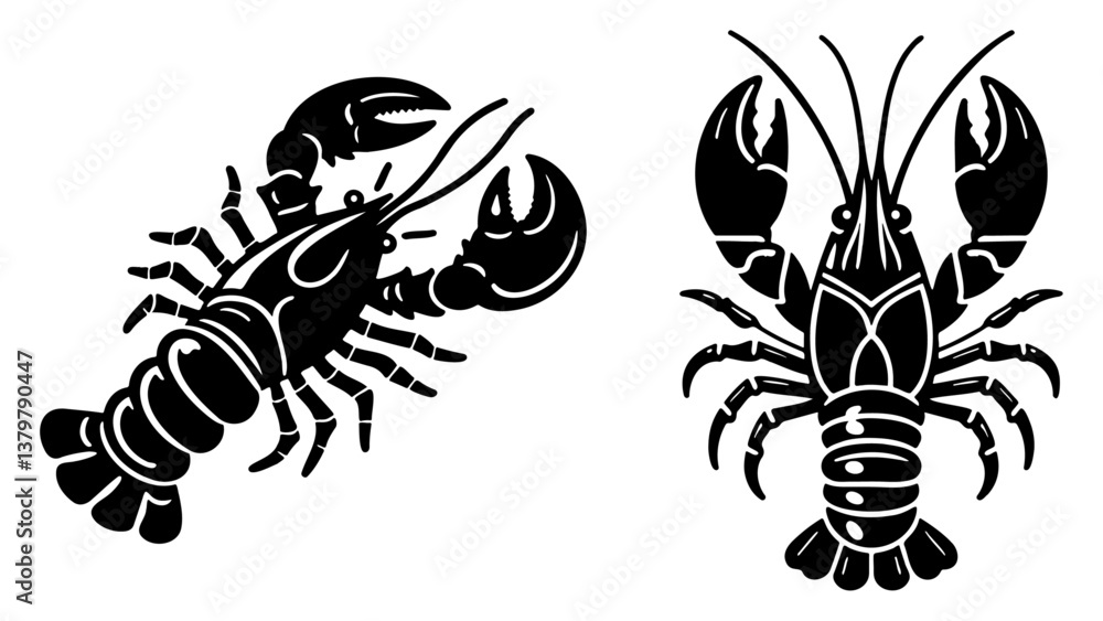 Fototapeta premium Lobster Sketch Drawing.