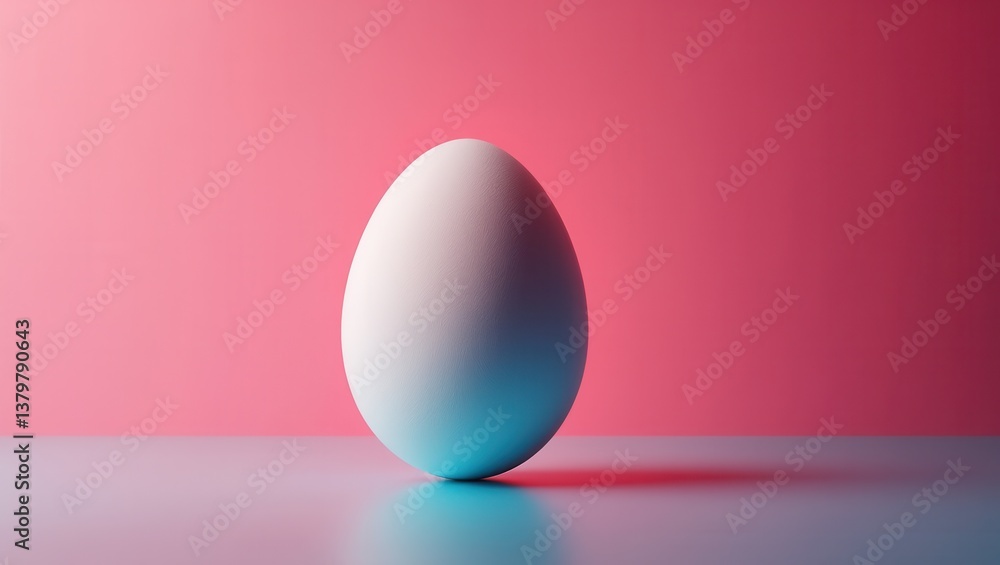 White egg standing on a smooth surface with a gradient background during a creative photography session White egg standing on a smooth surface with a gradient background during a creative photography session