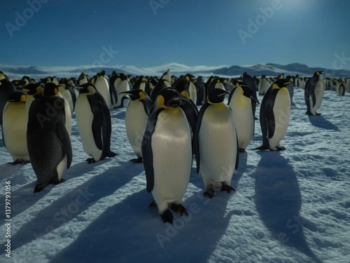 Emperor Penguins and Icebergs