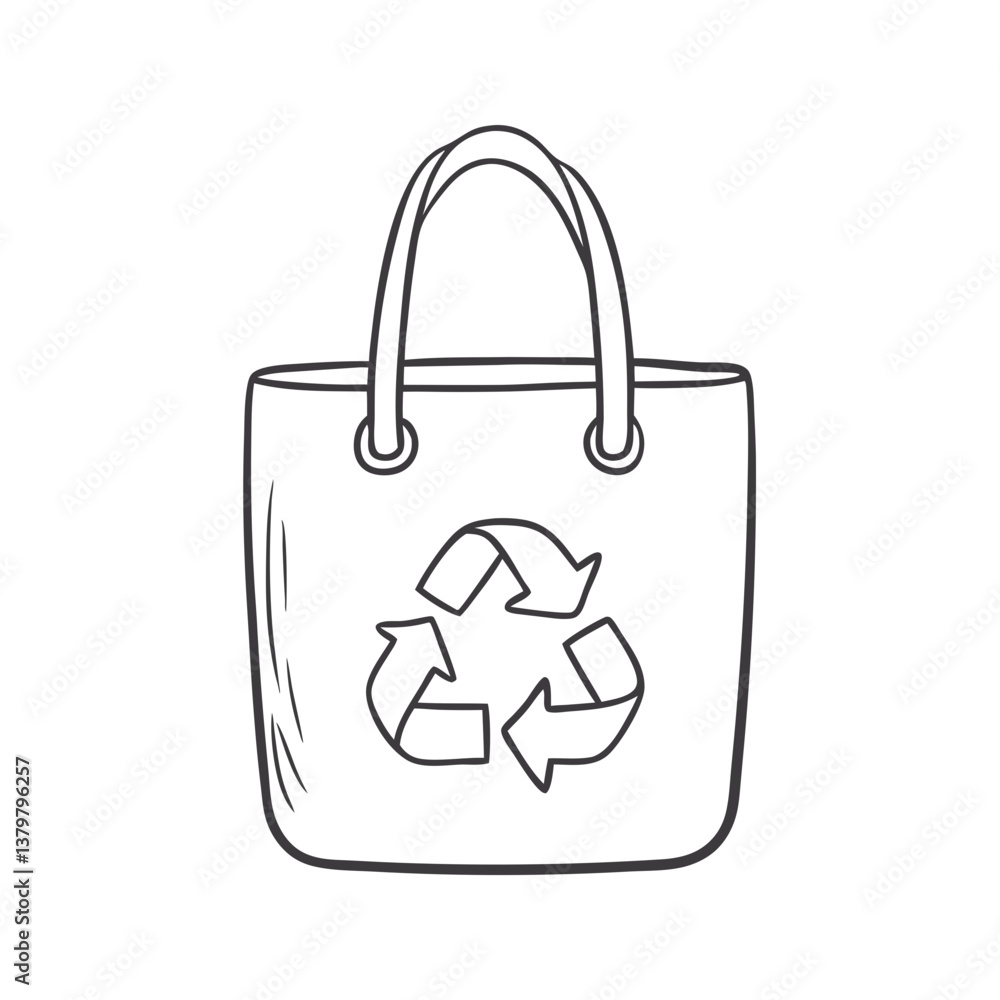Reusable shopping bag with recycling symbol