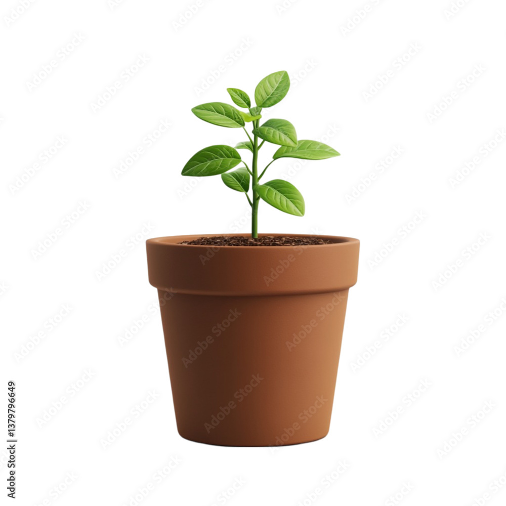 Green plant in brown pot new life growth nature spring Green plant in brown pot new life growth nature spring