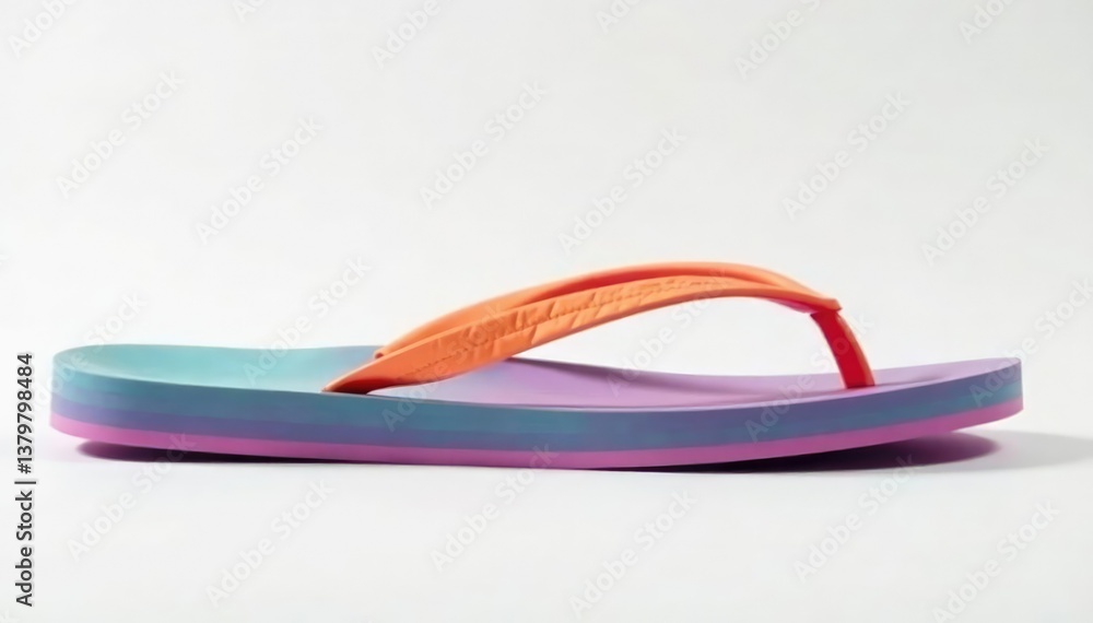 Close-up of a lone flip-flop against a stark white backdrop , one, sand Close-up of a lone flip-flop against a stark white backdrop , one, sand