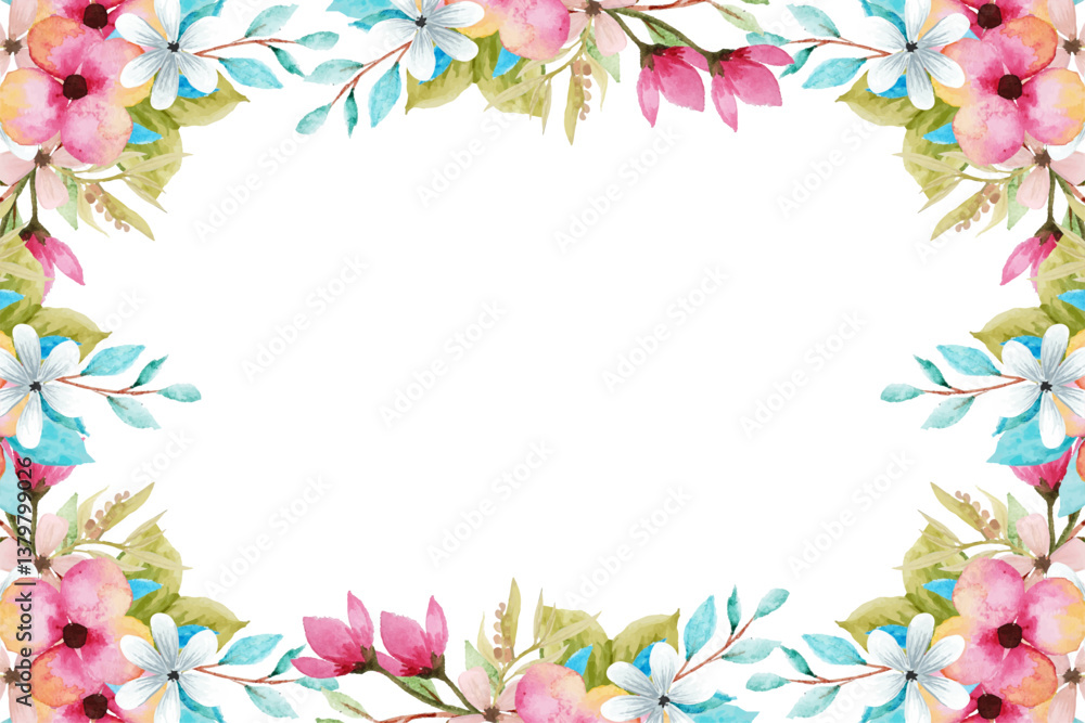 Fototapeta premium Watercolor flowers background vector for design.