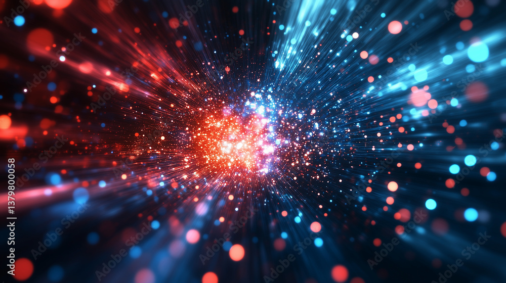 A blurry backdrop featuring red and blue bokeh lights on a dark surface. A blurry backdrop featuring red and blue bokeh lights on a dark surface.
