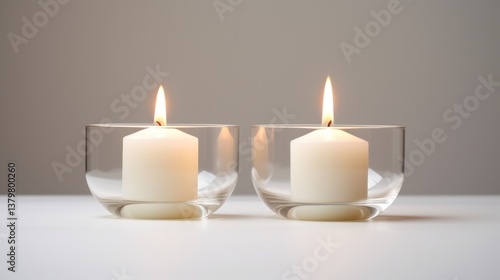 Wallpaper Mural A pair of elegantly designed candles burning with a gentle, steady flame, set in a symmetrical arrangement Torontodigital.ca