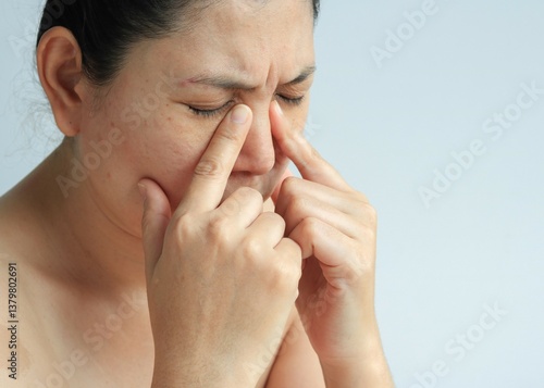 Wallpaper Mural Woman face with sinusitis or sinus pain, health concept Torontodigital.ca