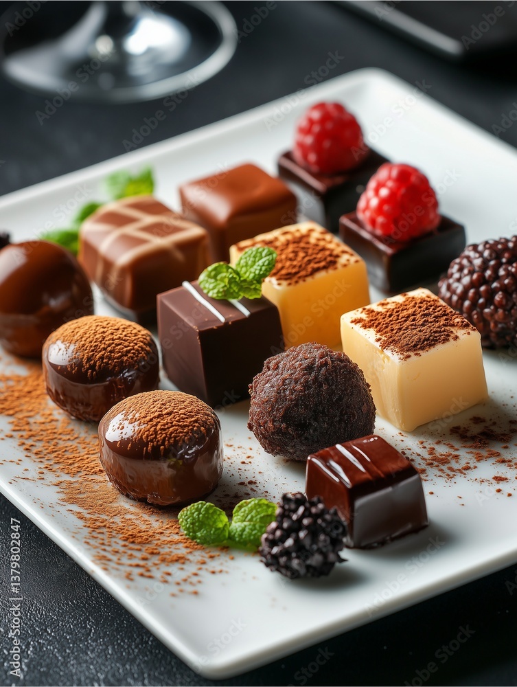 dessert platter with assorted mousse and truffles beautifully arranged,chocolate dessert platter with assorted mousse and truffles beautifully arranged,chocolate