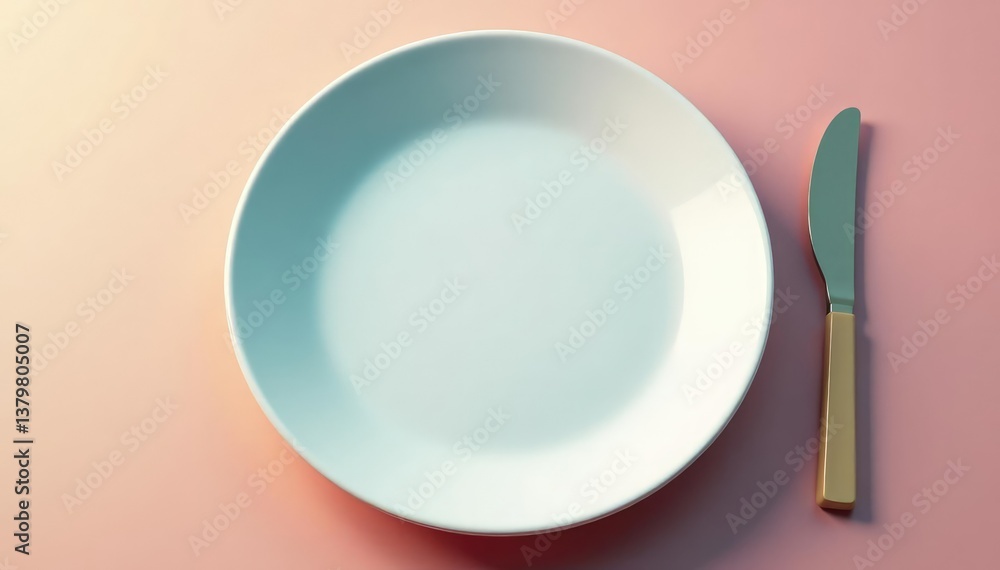 Close-up of empty plate, minimalist fasting concept , religious fasting, abstinence, mind