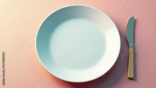 Close-up of empty plate, minimalist fasting concept , religious fasting, abstinence, mind