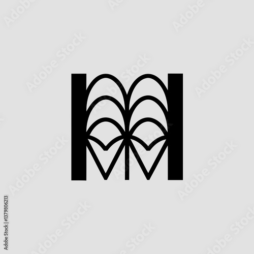 Stylized black gate design with arched and pointed shapes