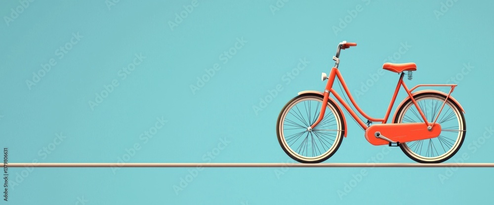 Fototapeta premium Retro bicycle on a light blue background