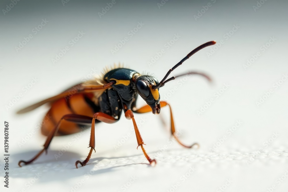 Close-up of single insect on pure white background, isolated, invertebrate, fauna Close-up of single insect on pure white background, isolated, invertebrate, fauna