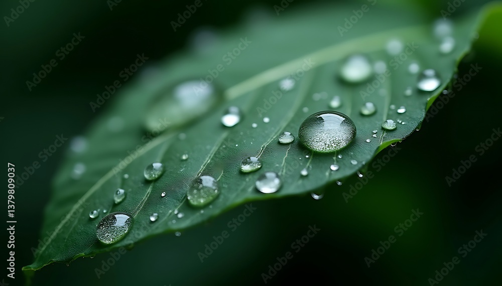 Leaf with Dew Drops Macro Leaf with Dew Drops Macro