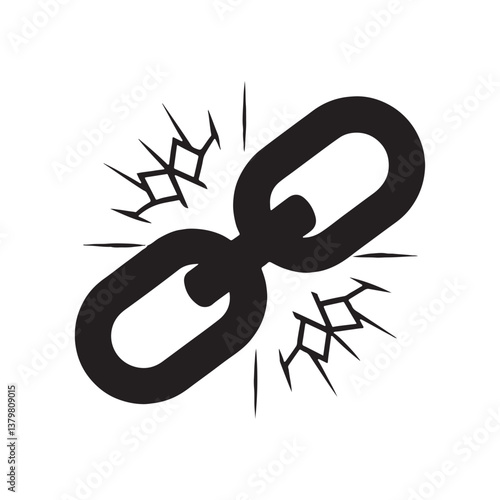 Broken chain link vector icon. Wreck chain link icon. Failure disconnection idea concept