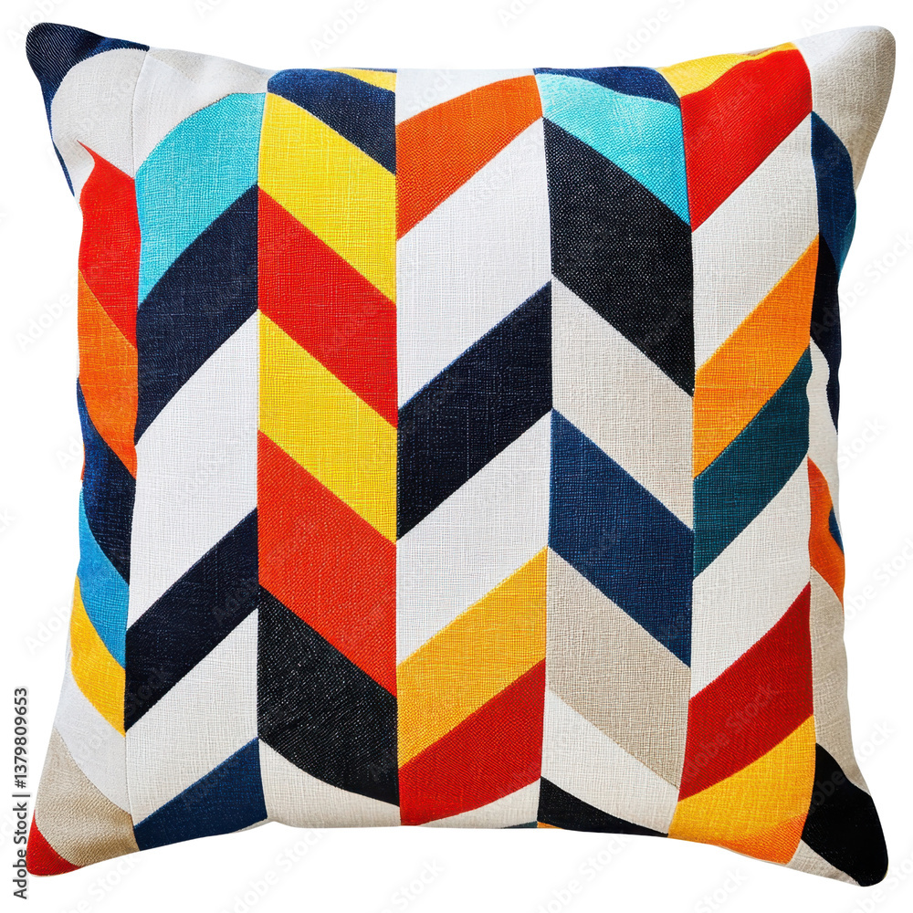 Colorful Geometric Pillow with Chevron Pattern for Home Decor