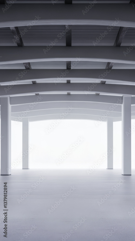 Modern empty interior space with high ceilings and soft light for artistic purposes Modern empty interior space with high ceilings and soft light for artistic purposes