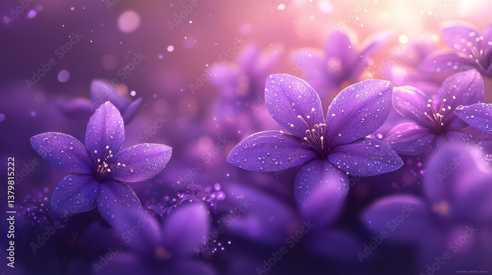 Purple flower field, bokeh Purple flower field, bokeh