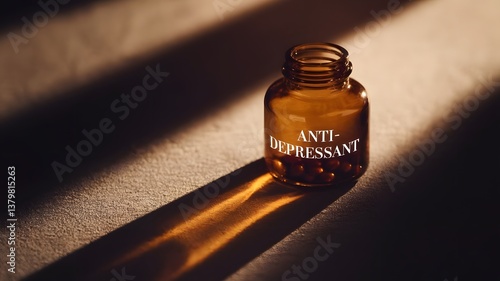 Amber Glass Bottle Labeled Anti-Depressant