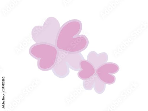 Decorative illustration of pink clovers big and small