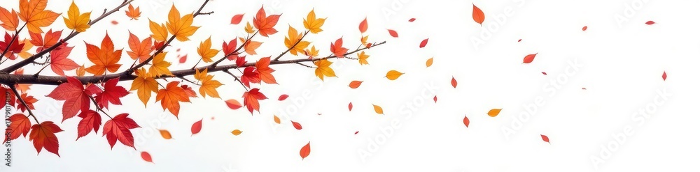 Colorful branches and leaves isolated on white background, foliage, photography Colorful branches and leaves isolated on white background, foliage, photography