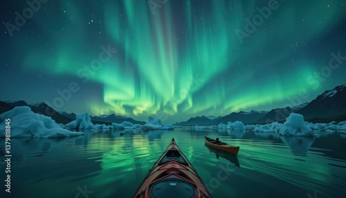 Kayaking Through Icebergs Under A Magical Night Sky