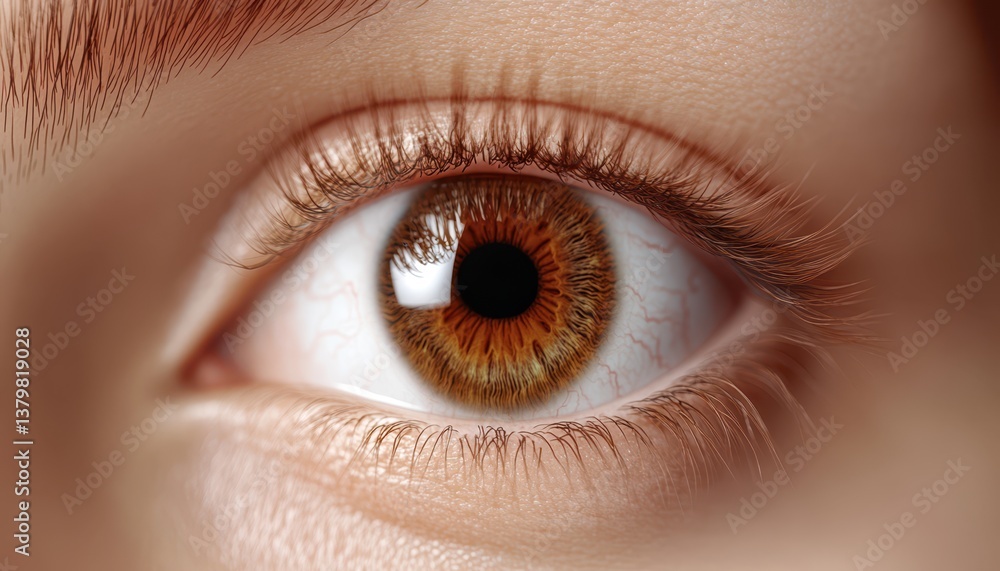 Close-up of a person's eye showcasing a detailed brown iris. Close-up of a person's eye showcasing a detailed brown iris.