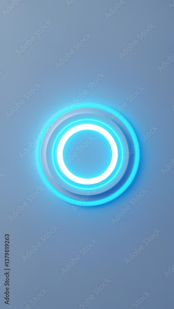 Futuristic Blue Glowing Button on Soft Blue Background for Technology, Interface, and Modern Design Applications Futuristic Blue Glowing Button on Soft Blue Background for Technology, Interface, and Modern Design Applications