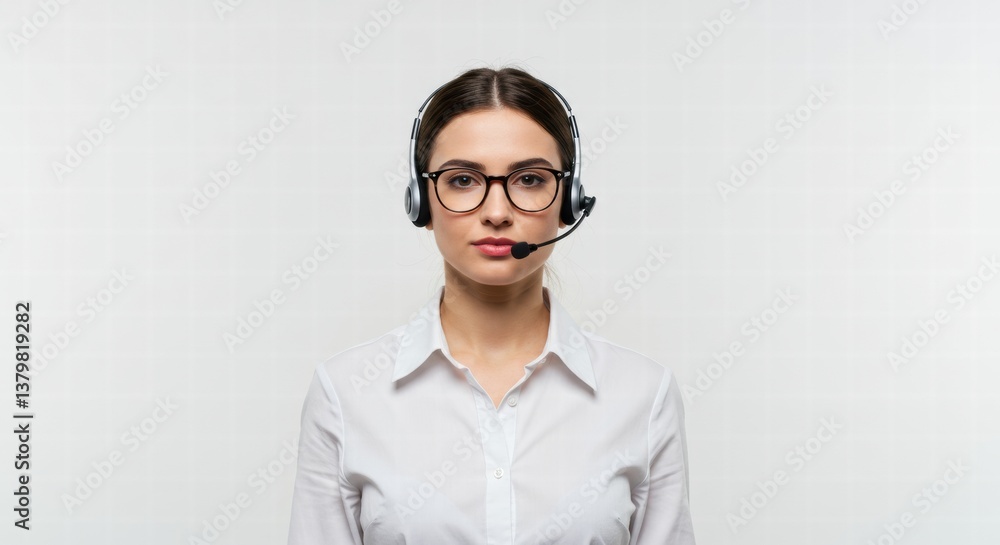 Portrait of a customer service employee posing in a white studio background Portrait of a customer service employee posing in a white studio background