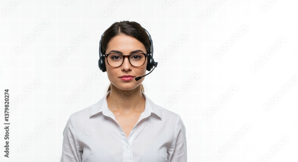 Portrait of a customer service employee posing in a white studio background Portrait of a customer service employee posing in a white studio background