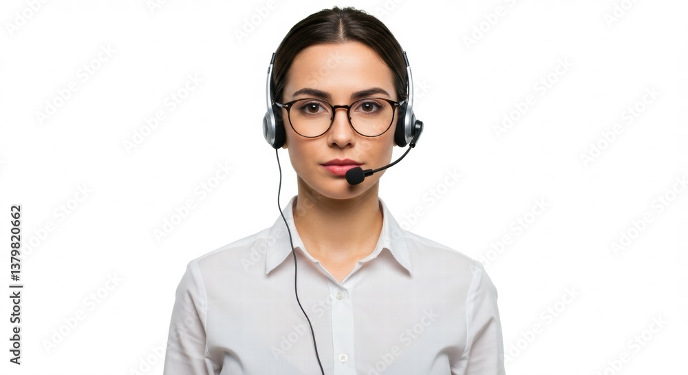Portrait of a customer service employee posing in a white studio background Portrait of a customer service employee posing in a white studio background