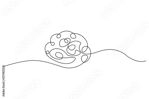 Human brain single-line art on a white artboard beautifully represents intelligence and creativity, using a continuous stroke to capture the complexity of the mind in a minimalist way.